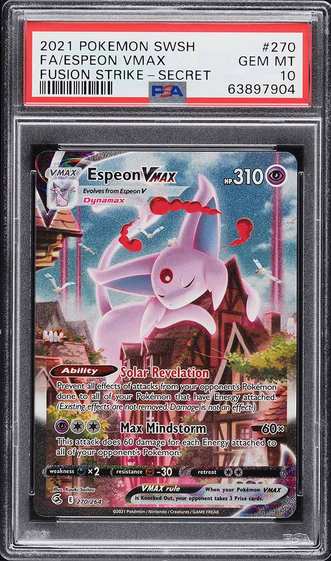 2021 Pokemon Sword & Shield Fusion Strike Alt Art Epeon VMAX #270 PSA 10 GEM MT