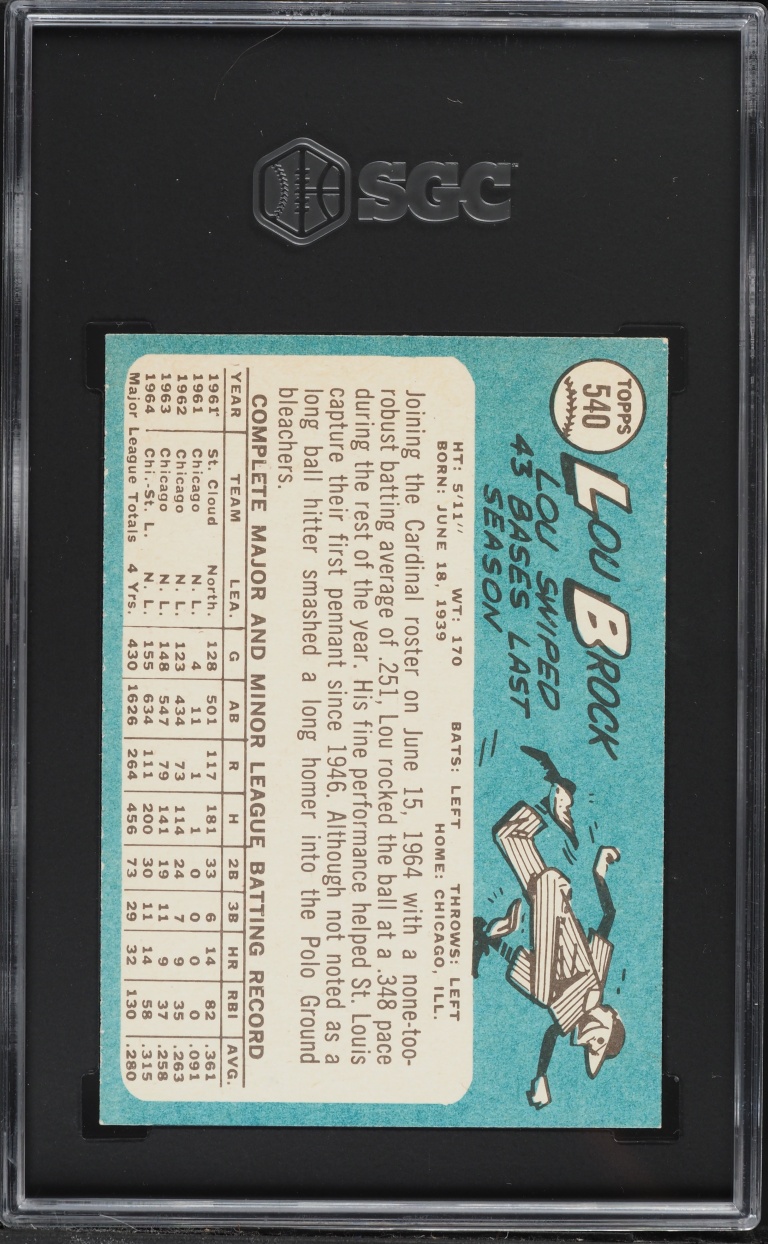 1965 Topps Lou Brock #540 SGC 6 EXMT