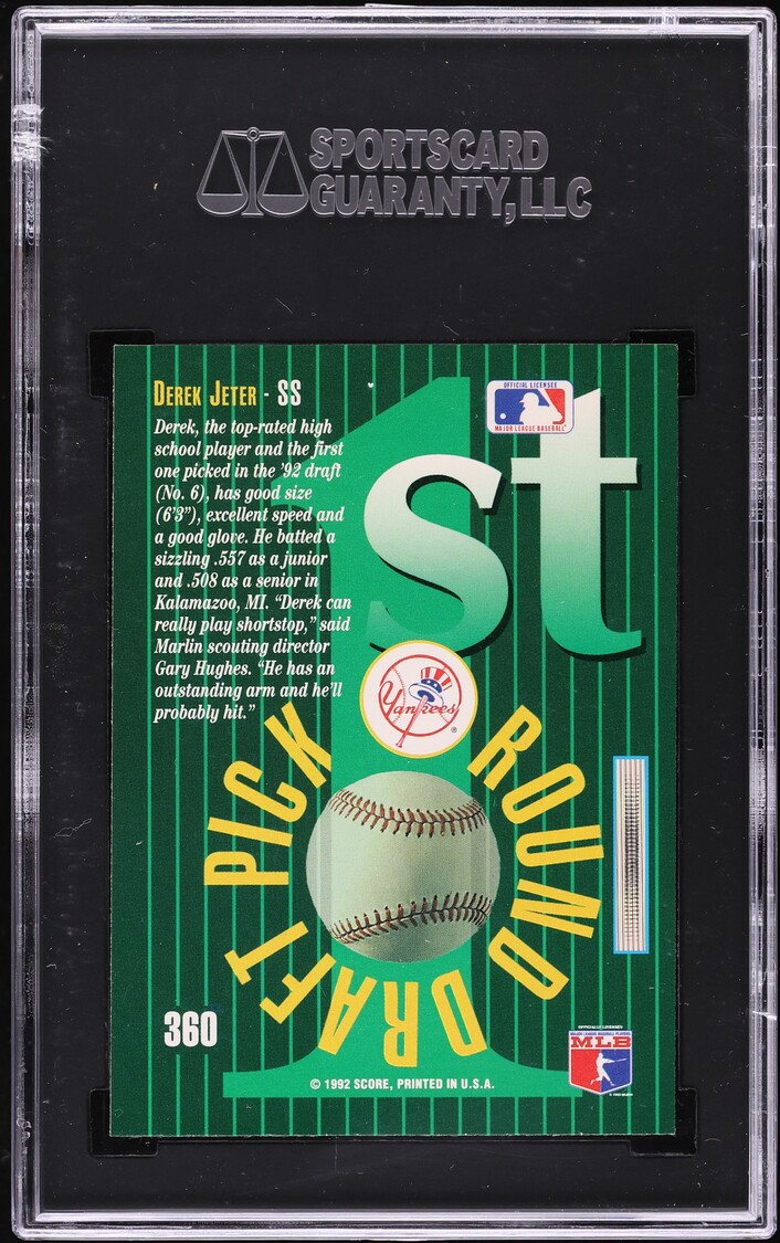 1993 Score Select Derek Jeter ROOKIE #360 SGC 7.5 NRMT+
