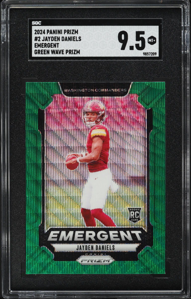 2024 Panini Prizm Emergent Green Wave Jayden Daniels ROOKIE #2 SGC 9.5 MINT+