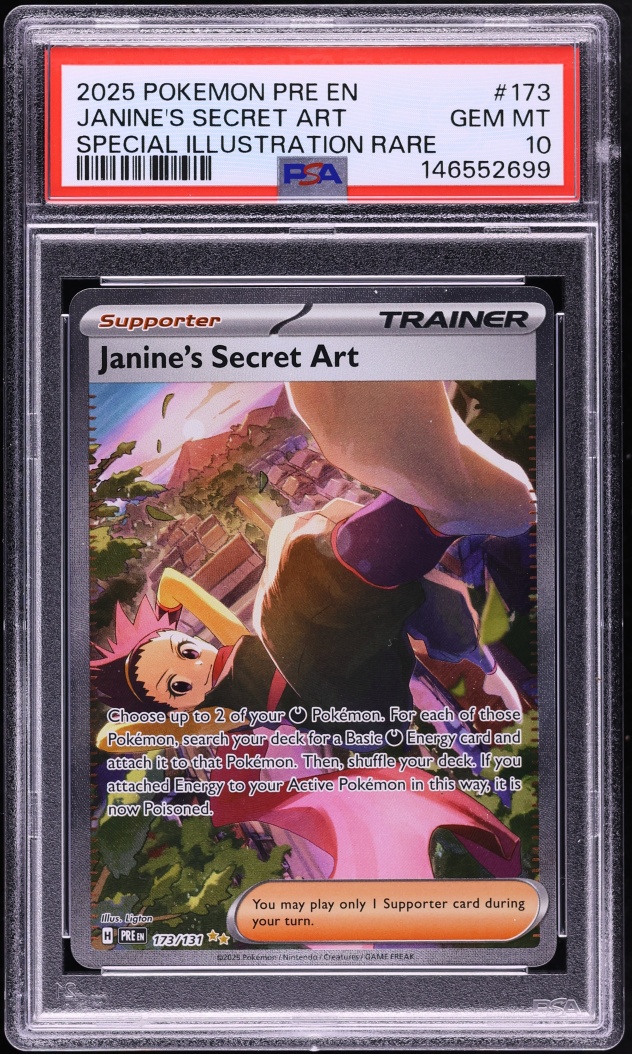 2025 Pokemon Scarlet & Violet Prismatic Evolutions SIR Janine's Secret Art #173 PSA 10 GEM MINT