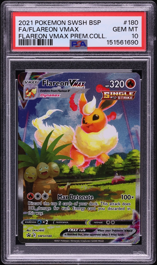 2021 Pokemon Sword & Shield Promo Premium Collection Full Art Flareon VMAX #180 PSA 10 GEM MINT