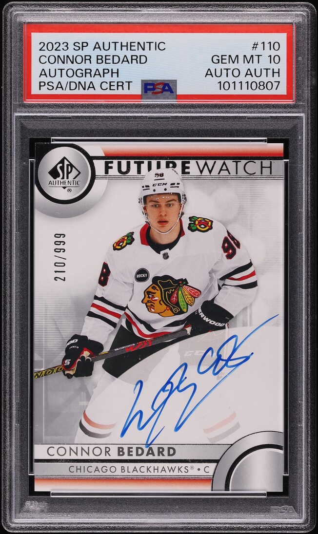 2023 SP Authentic Future Watch Connor Bedard ROOKIE AUTO /999 #110 PSA 10 GEM MINT