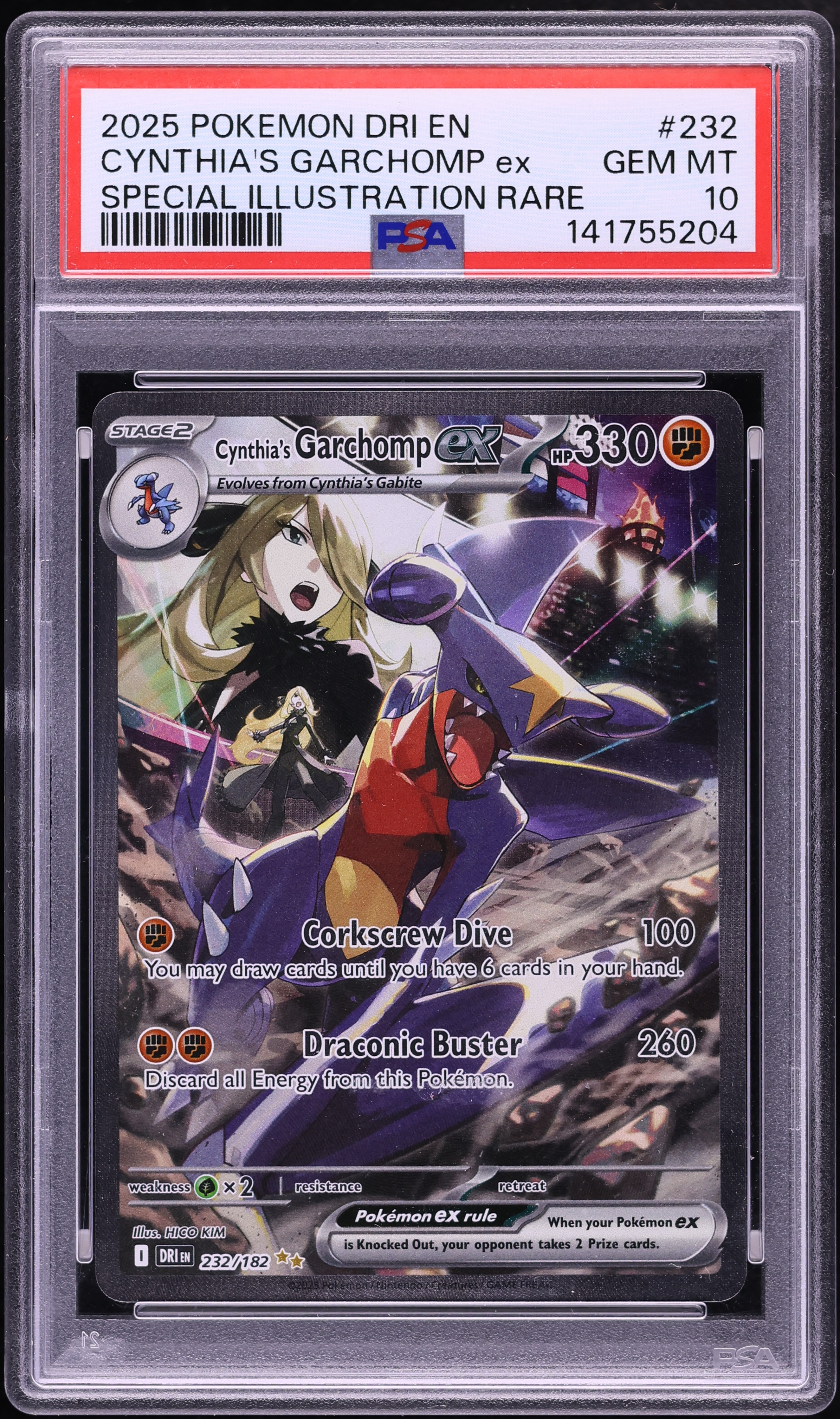 2025 Pokemon Scarlet & Violet Destined Rivals SIR Cynthia's Garchomp EX #232 PSA 10 GEM MINT