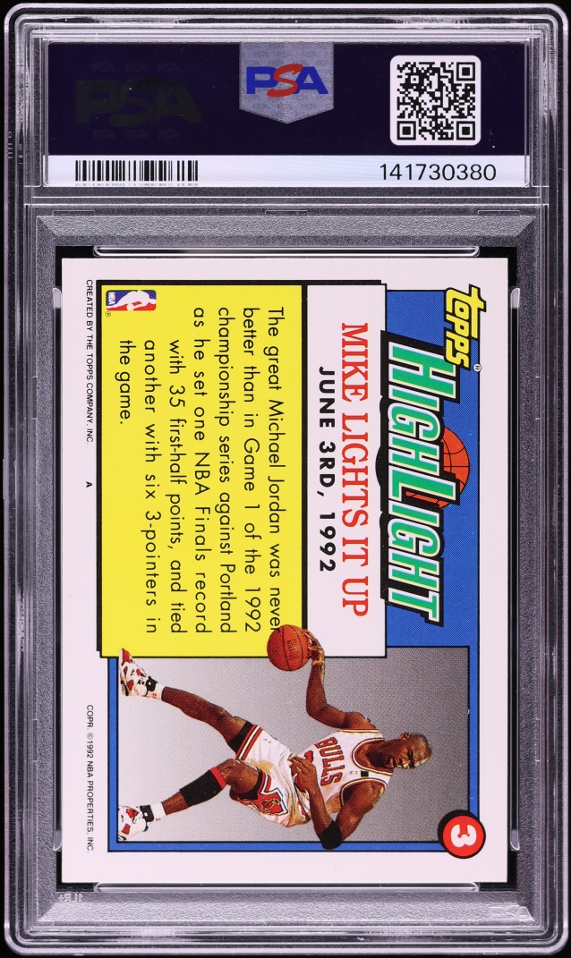1992 Topps Basketball Michael Jordan #3 PSA 9 MINT