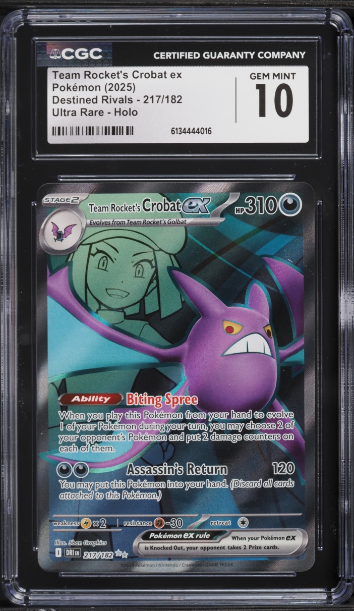 2025 Pokemon Scarlet & Violet Destined Rivals Full Art Team Rocket's Crobat ex #217 CGC 10 GEM