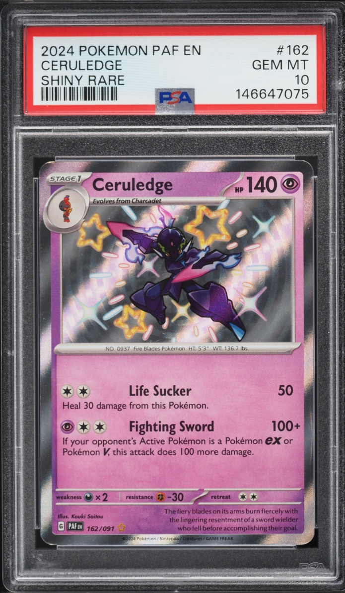 2024 Pokemon Scarlet & Violet Paldean Fates Shiny Ceruledge #162 PSA 10 GEM MINT