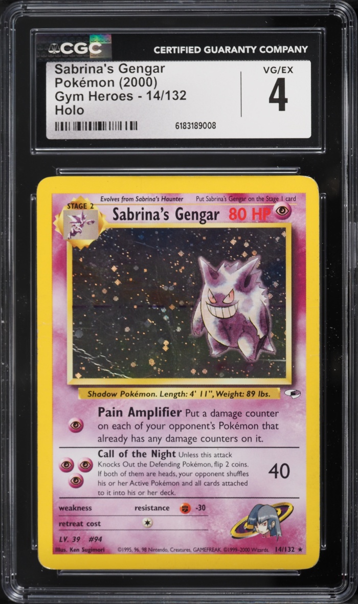 2000 Pokemon Gym Heroes Holo Sabrina's Gengar #14 CGC 4 VGEX