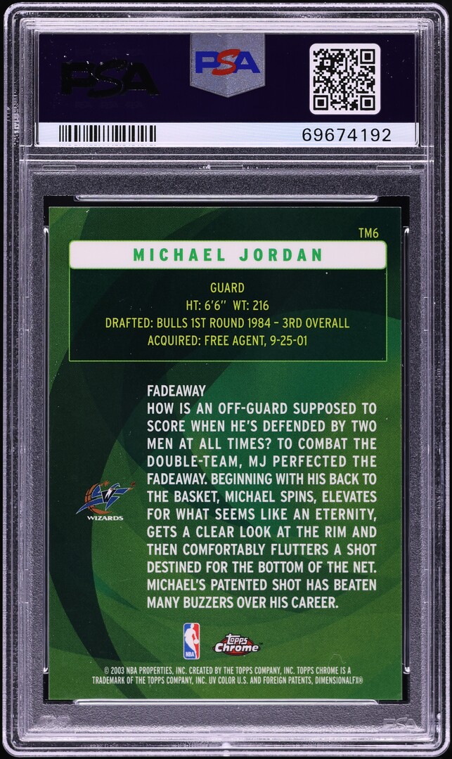 2002 Topps Chrome The Move Michael Jordan #TM6 PSA 9 MINT