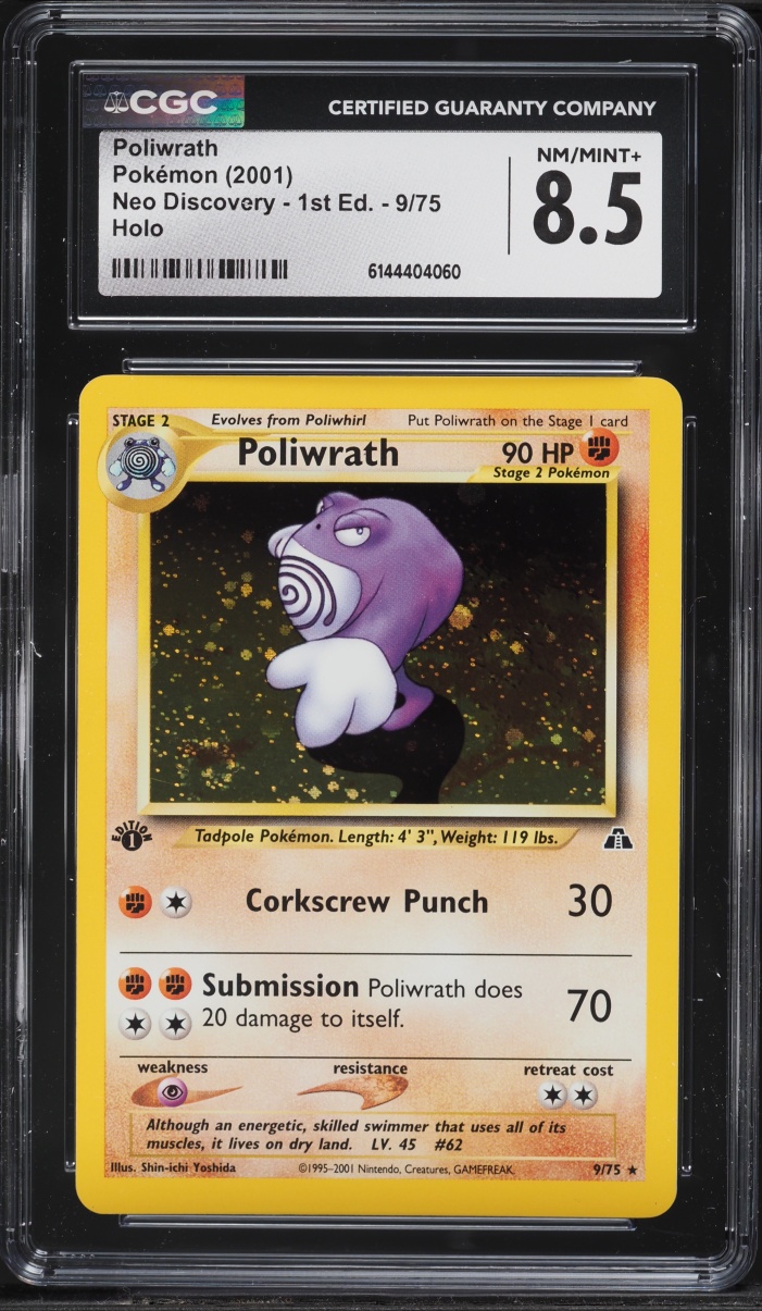 2001 Pokemon Neo Discovery 1st Edition Holo Poliwrath #9 CGC 8.5 NM-MT+