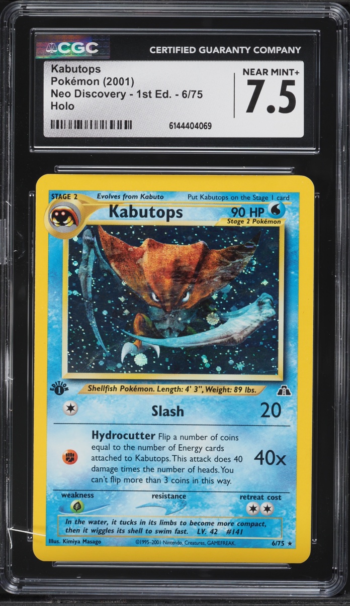 2001 Pokemon Neo Discovery 1st Edition Holo Kabutops #6 CGC 7.5 NRMT+