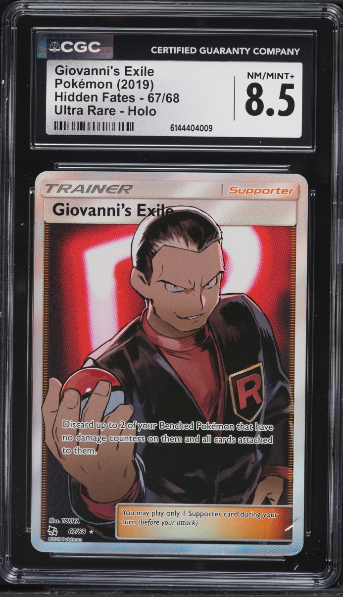 2019 Pokemon Sun & Moon Hidden Fates Full Art Giovanni's Exile #67 CGC 8.5 NM-MT+
