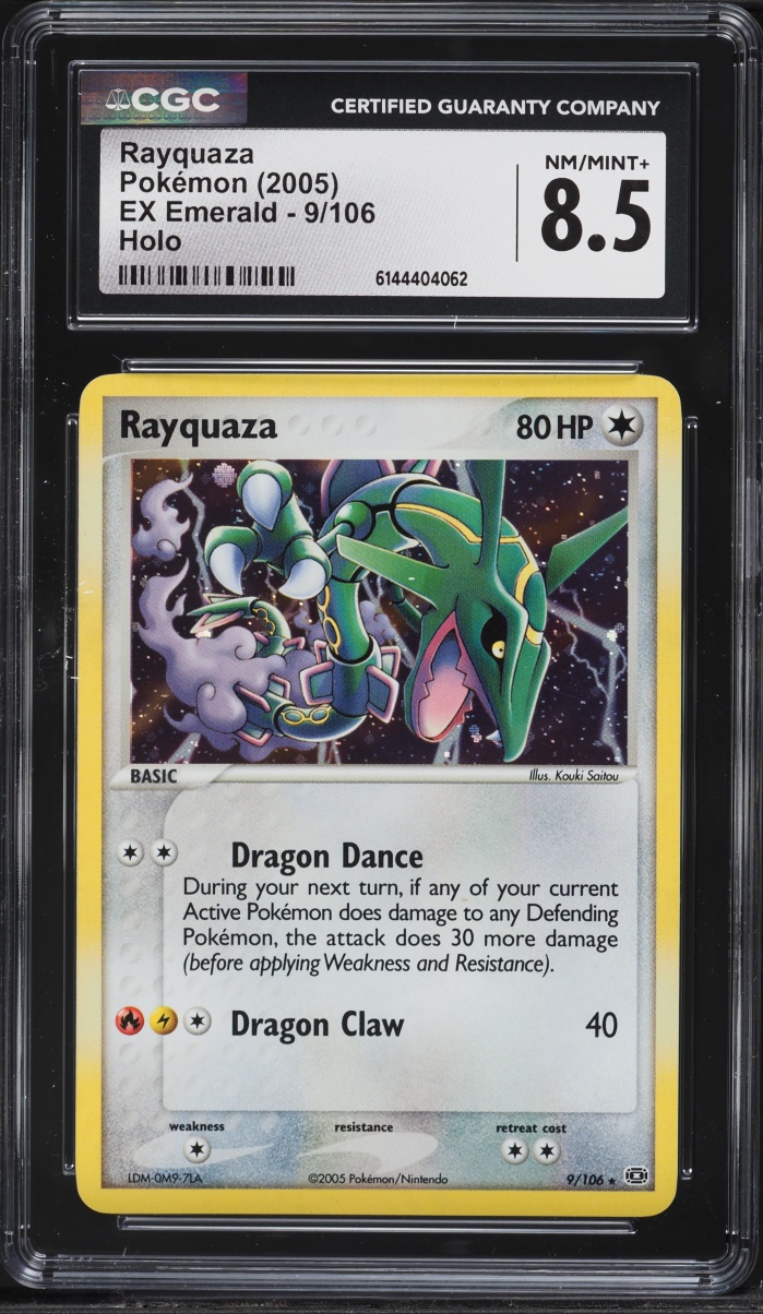 2005 Pokemon EX Emerald Holo Rayquaza #9 CGC 8.5 NM-MT+