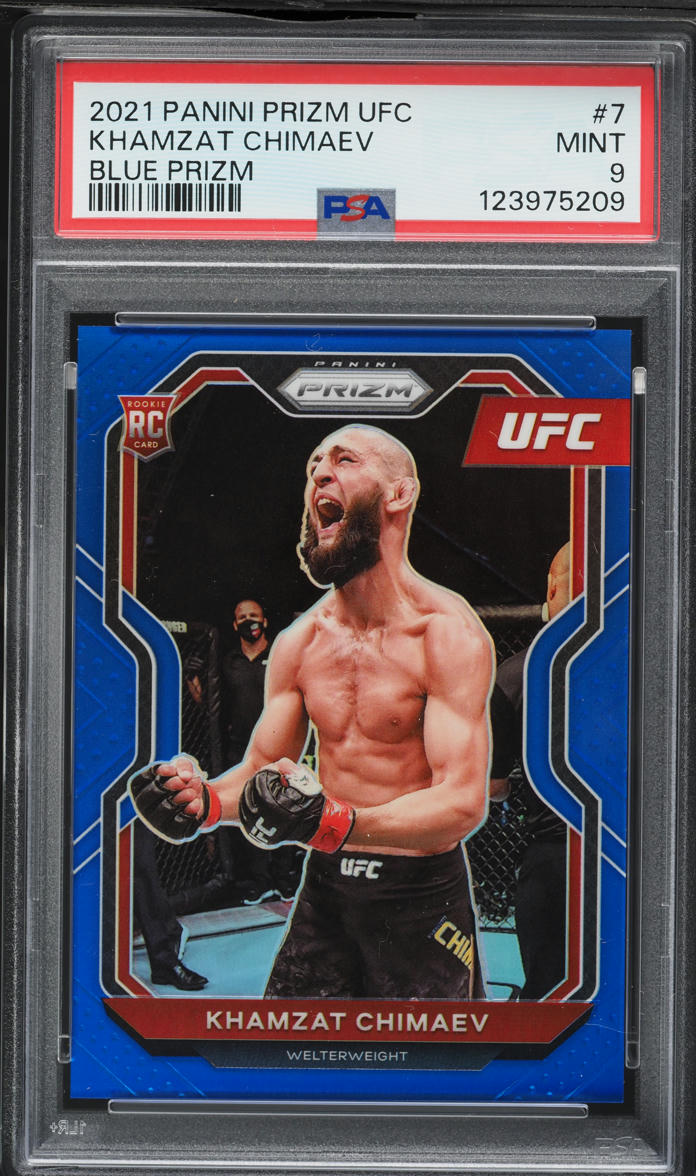 2021 Panini Prizm UFC Blue Khamzat Chimaev ROOKIE /199 #7 PSA 9 MINT