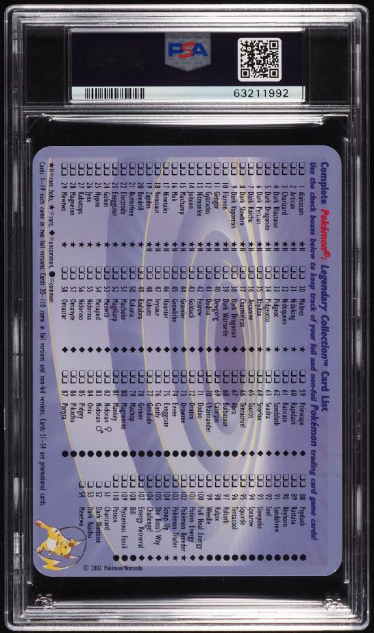 2002 Pokemon Legendary Collection Box Topper Mewtwo #S4 PSA 9 MINT