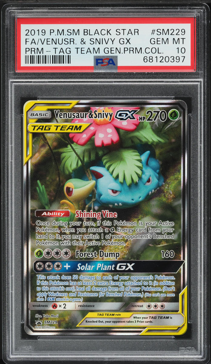 2019 Pokemon SM Black Star Promo Tag Team Venusaur & Snivy GX #SM229 PSA 10 GEM