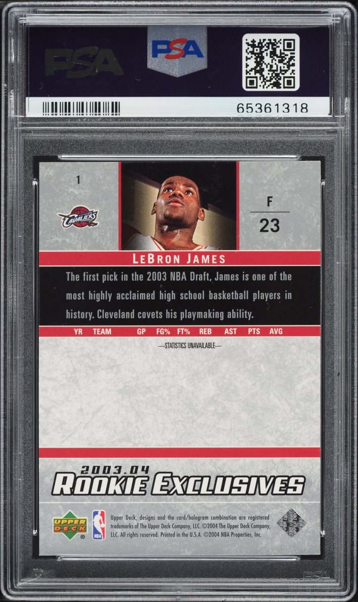 2003 Upper Deck Exclusives LeBron James ROOKIE #1 PSA 10 GEM MINT