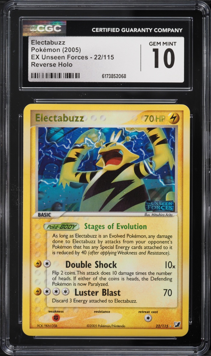 2005 Pokemon EX Unseen Forces Reverse Holo Electabuzz #22 CGC 10 GEM MINT