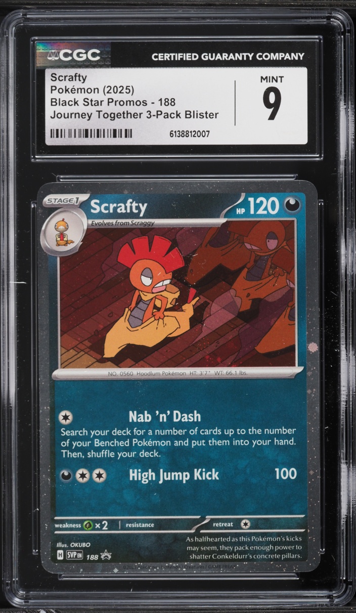 2025 Pokemon Scarlet & Violet Promo Journey Together Scrafty #188 CGC 9 MINT