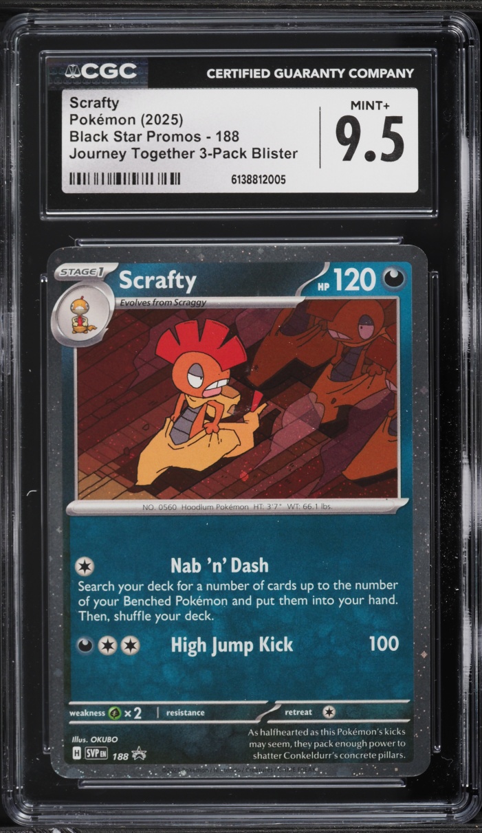 2025 Pokemon Scarlet & Violet Promo Journey Together Scrafty #188 CGC 9.5 MINT+