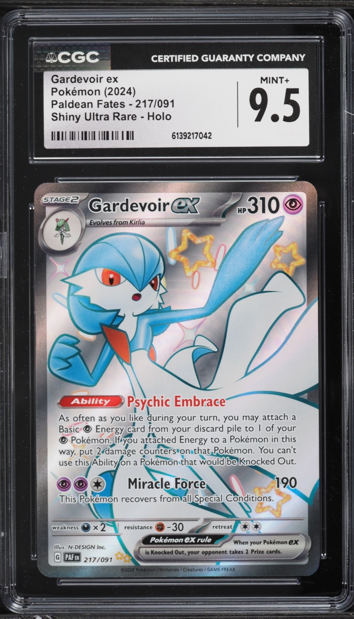 2024 Pokemon Scarlet & Violet Paldean Fates Full Art Shiny Gardevoir ex #217 CGC 9.5 MINT+