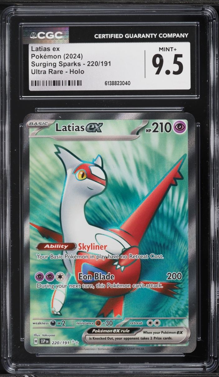 2024 Pokemon Scarlet & Violet Surging Sparks Full Art Latias ex #220 CGC 9.5 MINT+