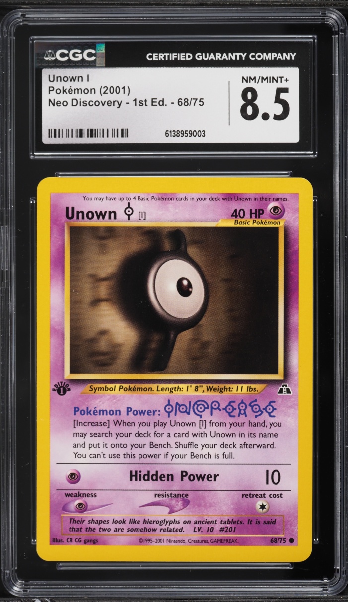 2001 Pokemon Neo Discovery 1st Edition Unown I #68 CGC 8.5 NM-MT+