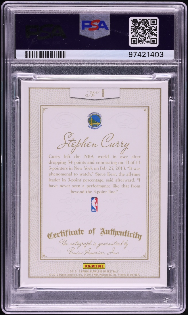 2012 Panini Flawless Stephen Curry AUTO DNA 10 /20 #9 PSA 8 NM-MT - Photo 2