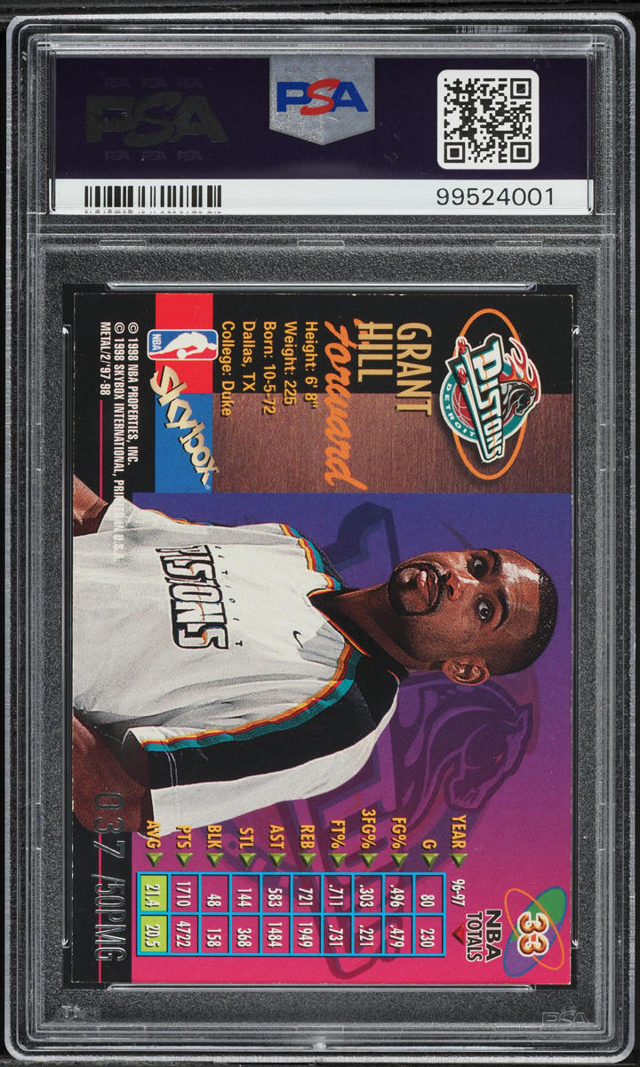 1997 Metal Universe Championship Precious Metal Gems PMG Grant Hill /50 PSA 6