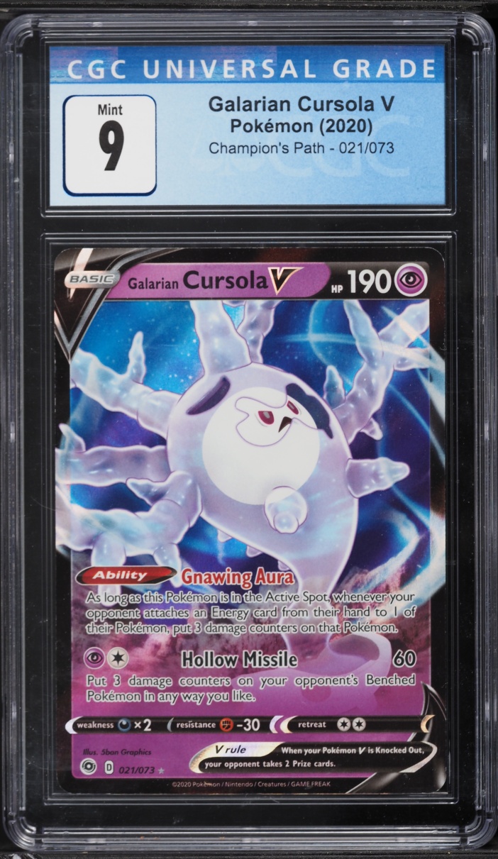 2020 Pokemon Sword & Shield Champion's Path Holo Galarian Cursola V #021 CGC 9 MINT