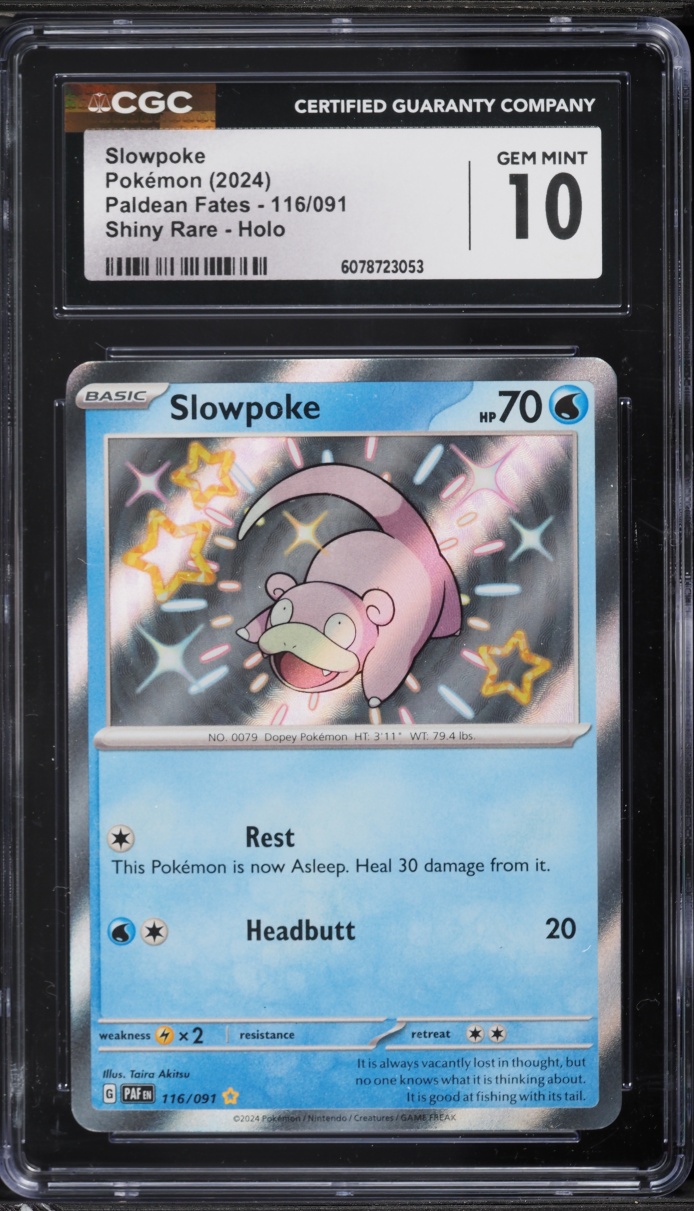 2024 Pokemon Scarlet & Violet Paldean Fates Shiny Slowpoke #116 CGC 10 GEM MINT