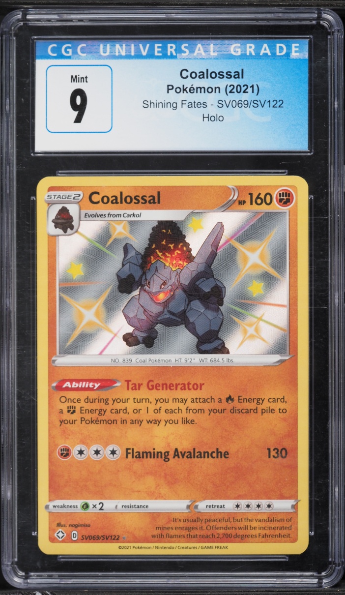2021 Pokemon Sword & Shield Shining Fates Shiny Coalossal #SV069 CGC 9 MINT