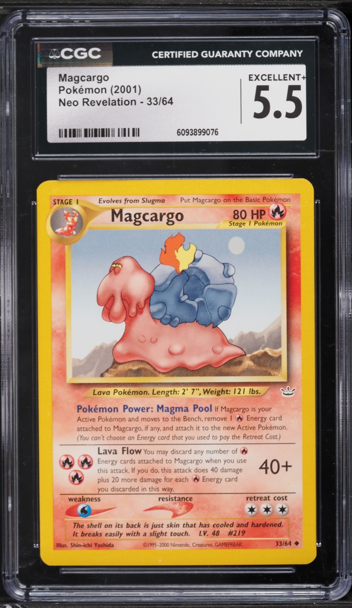 2001 Pokemon Neo Revelation Magcargo #33 CGC 5.5 EX+