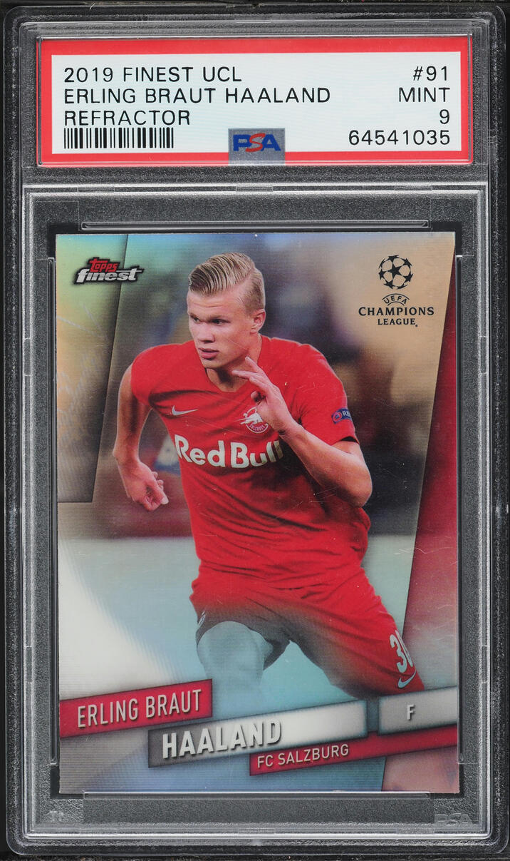 2019 Finest UEFA Champions League Refractor Erling Haaland ROOKIE #91 PSA 9 MINT