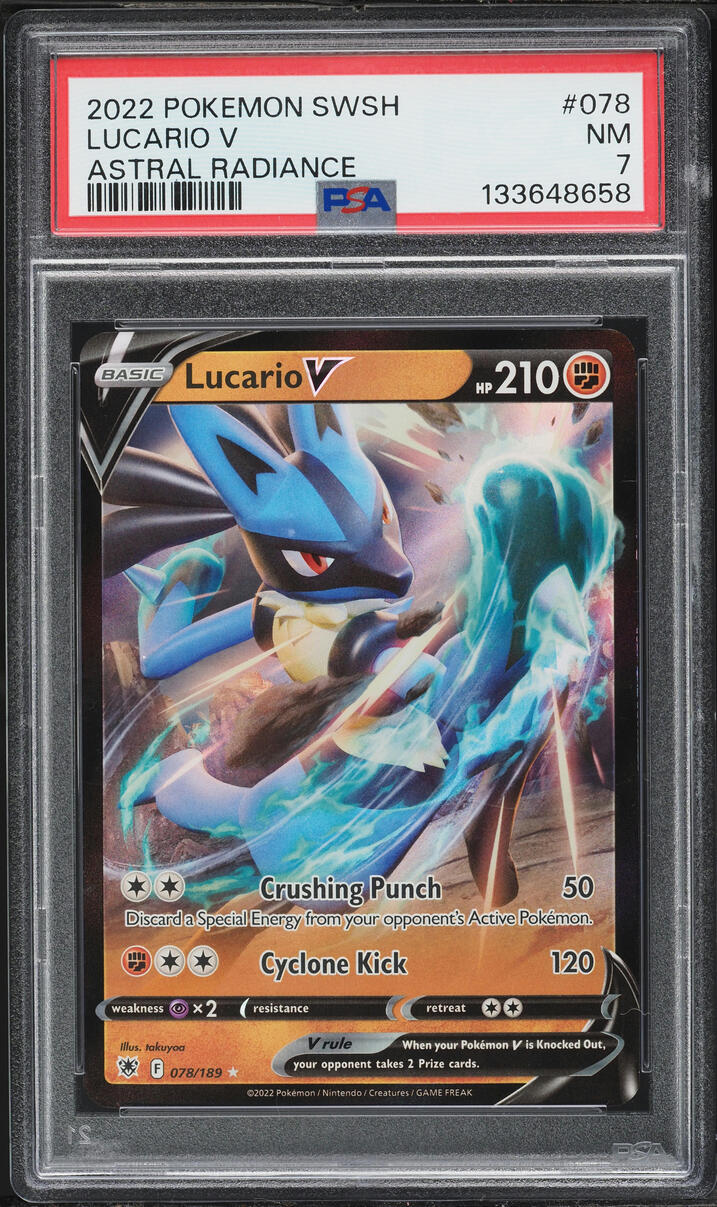 2022 Pokemon Sword & Shield Astral Radiance Full Art Lucario V #78 PSA 7 NRMT