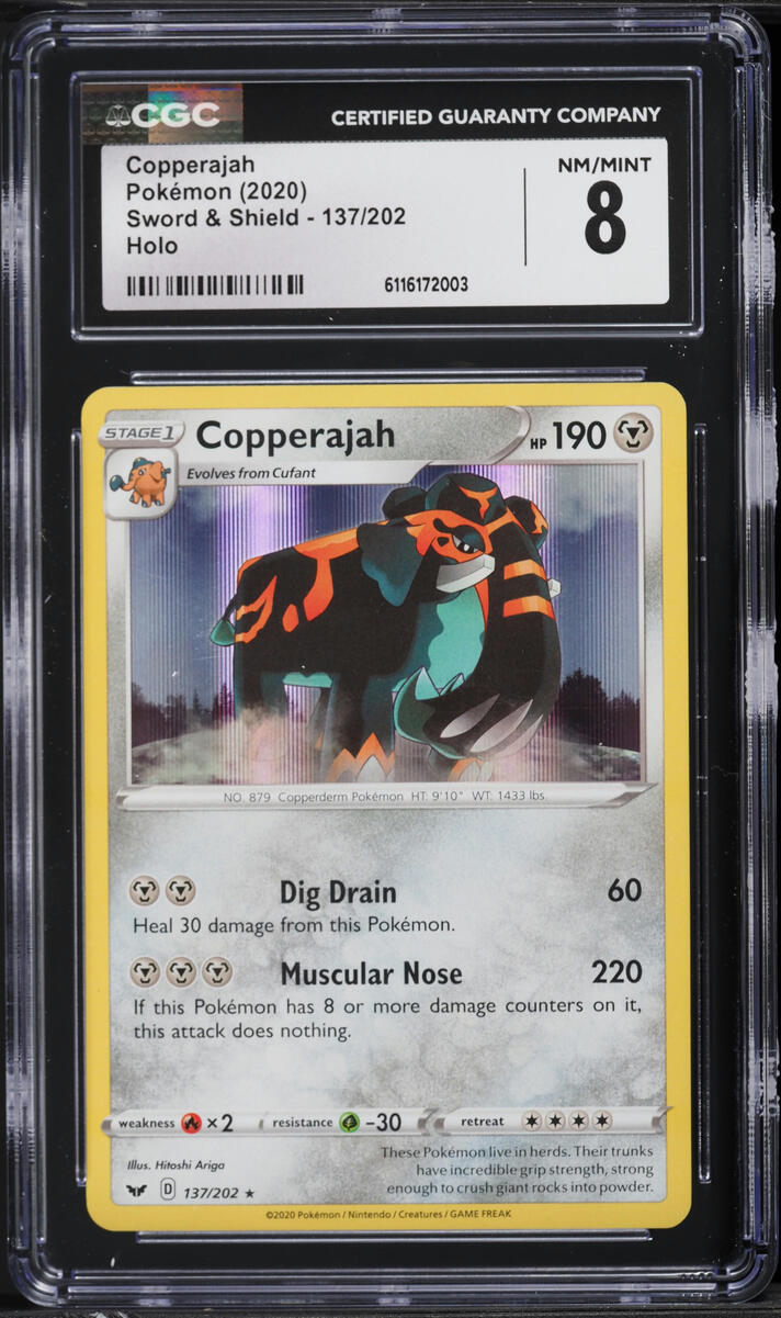 2020 Pokemon Sword & Shield Holo Copperajah #137 CGC 8 NM-MT