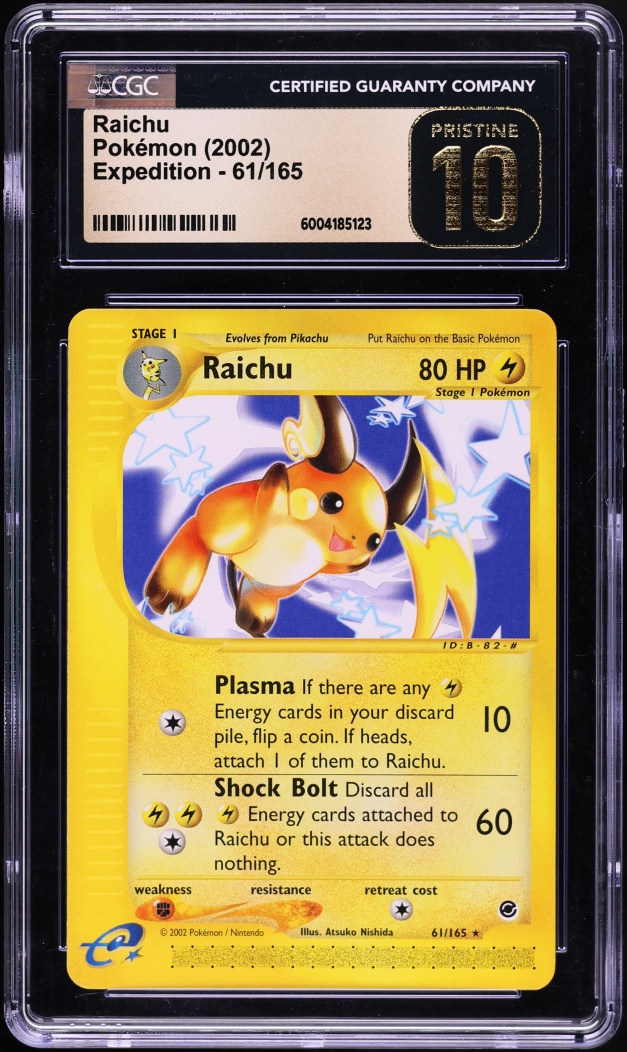 2002 Pokemon Expedition Raichu #61 CGC 10 PRISTINE