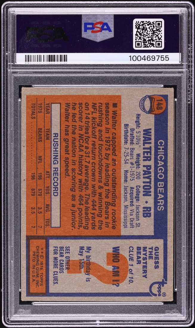1976 Topps Football Walter Payton #148 PSA 4.5 VGEX+