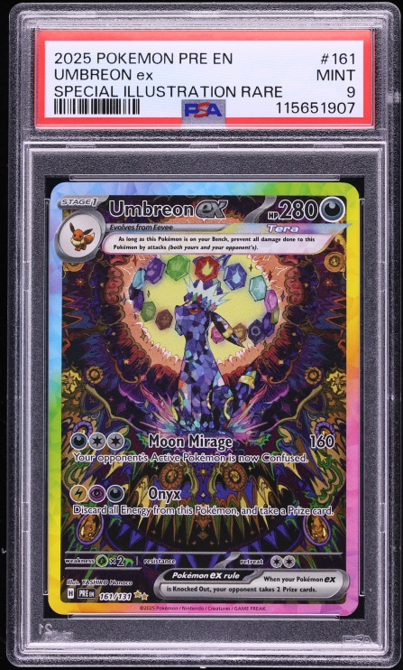 2025 Pokemon Scarlet & Violet Prismatic Evolutions SIR Umbreon ex #161 PSA 9 MINT