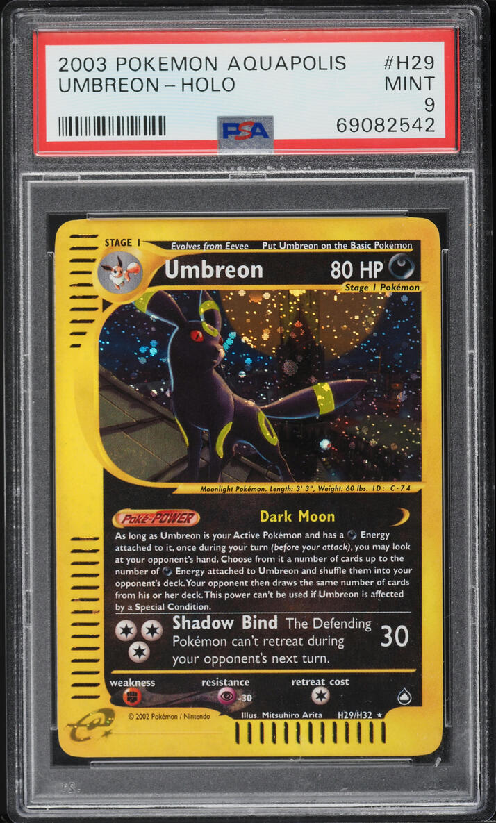 2003 Pokemon Aquapolis Holo Umbreon #H29 PSA 9 MINT