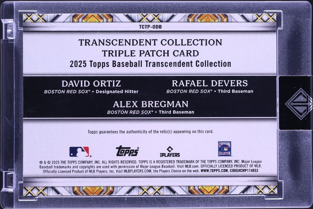 2025 Topps Transcendent Collection Triple Platinum Ortiz Devers Bregman PATCH 1/1 #TCTP-ODB