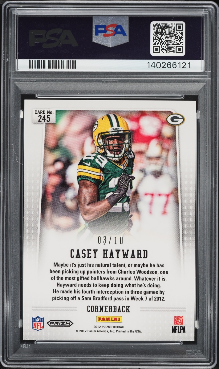 2012 Panini Prizm Gold Casey Hayward ROOKIE /10 #245 PSA 9 MINT