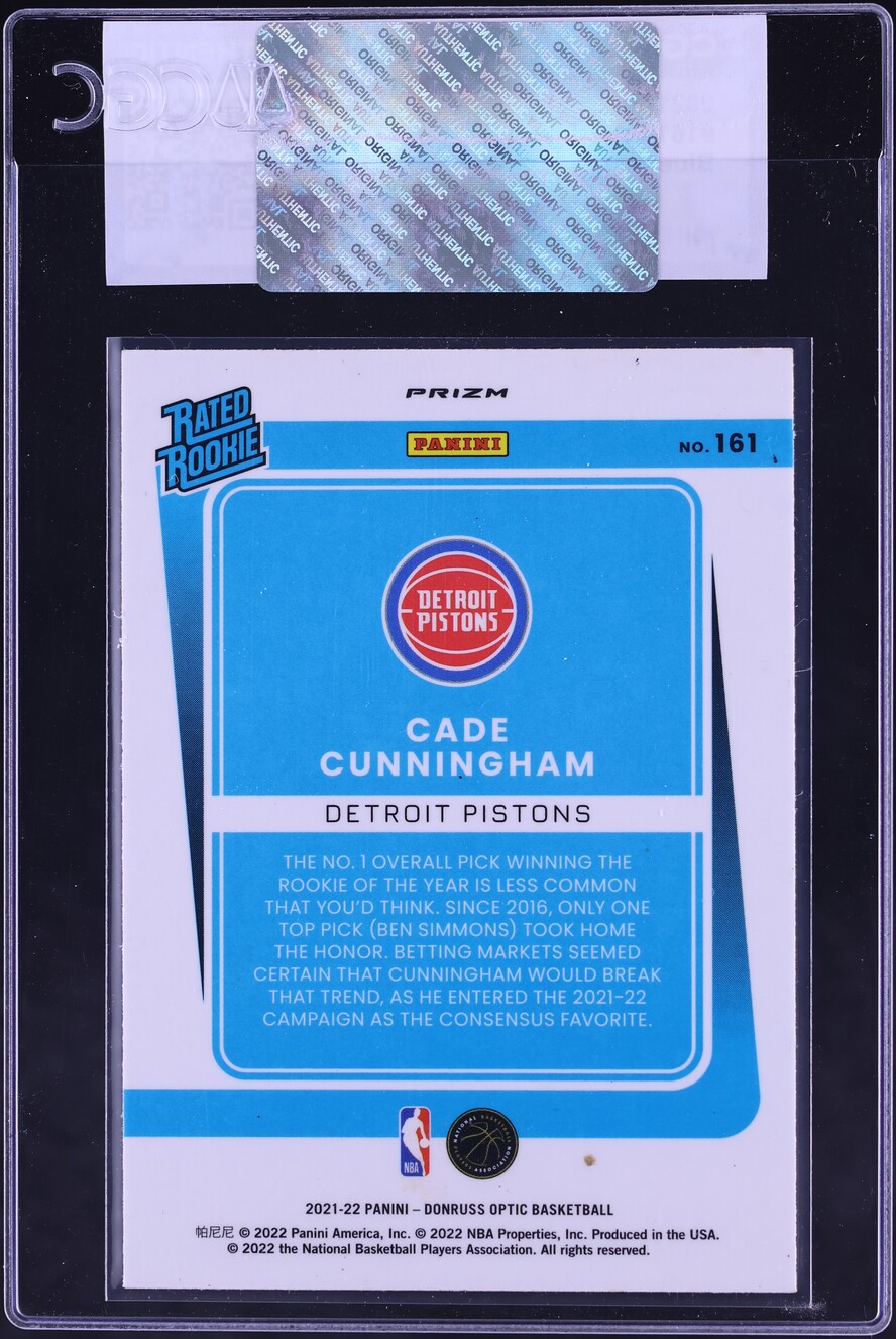 2021 Donruss Optic Blue Velocity Cade Cunningham ROOKIE #161 CGC AUTH