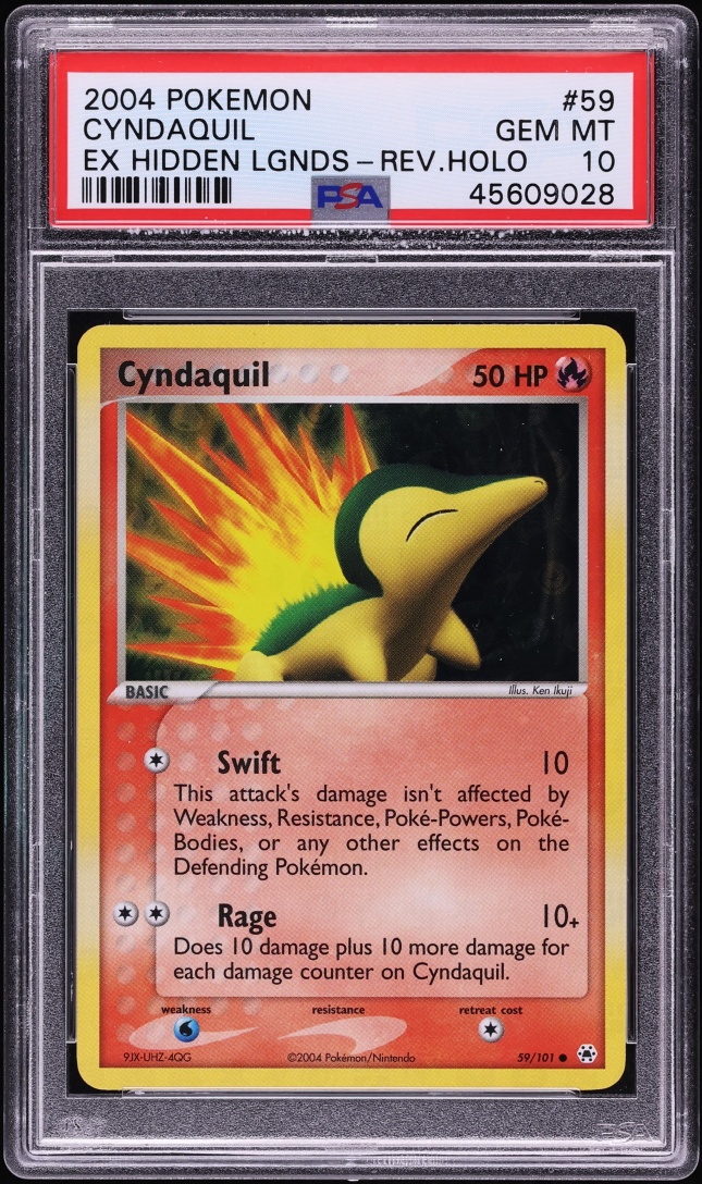 2004 Pokemon EX Hidden Legends Reverse Holo Cyndaquil #59 PSA 10 GEM MINT