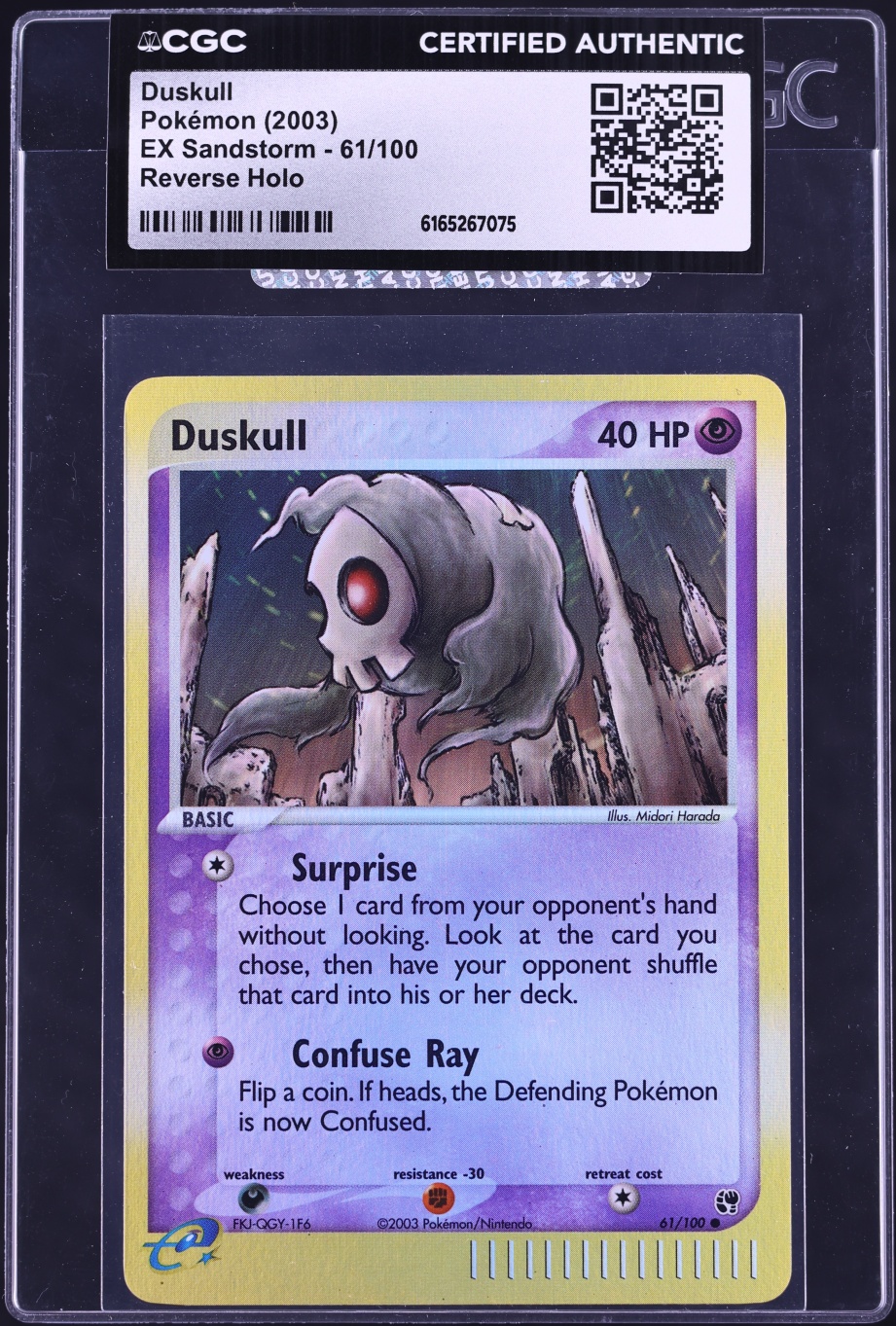 2003 Pokemon EX Sandstorm Reverse Holo Duskull #61 CGC AUTH
