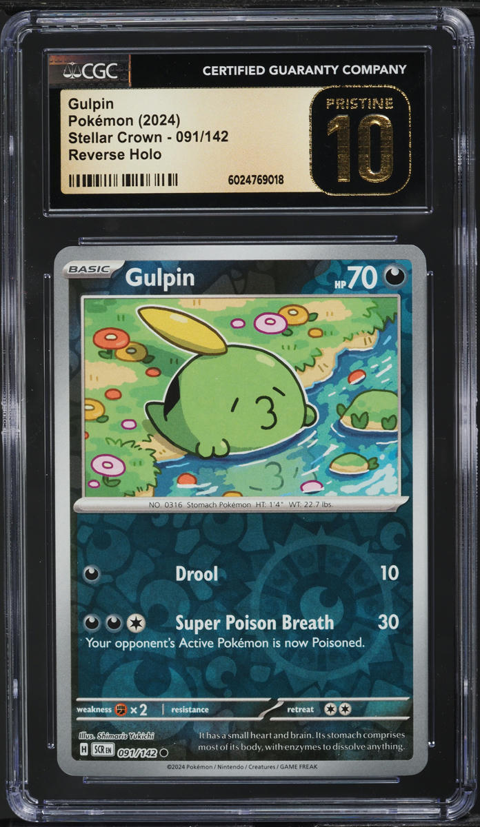 2024 Pokemon SV Stellar Crown Reverse Holo Gulpin #91 CGC 10 PRISTINE