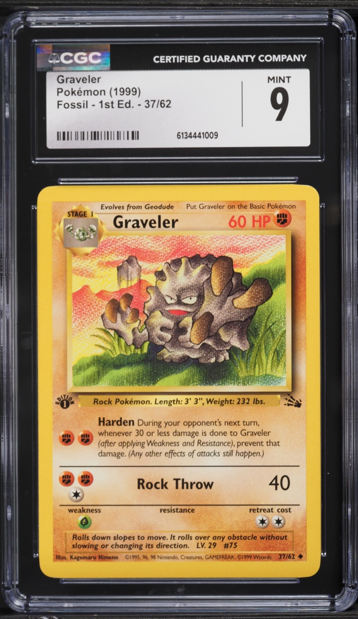 1999 Pokemon Fossil 1st Edition Graveler #37 CGC 9 MINT