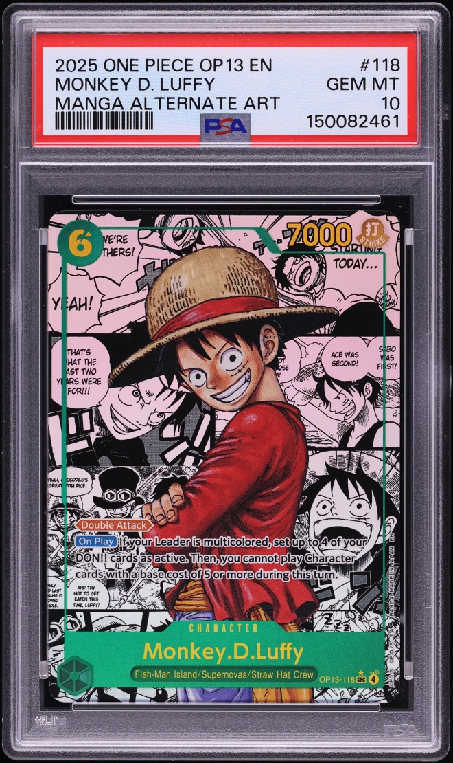 2025 One Piece Carrying On His Will SEC Manga Art Monkey D. Luffy #OP13-118 PSA 10 GEM MINT