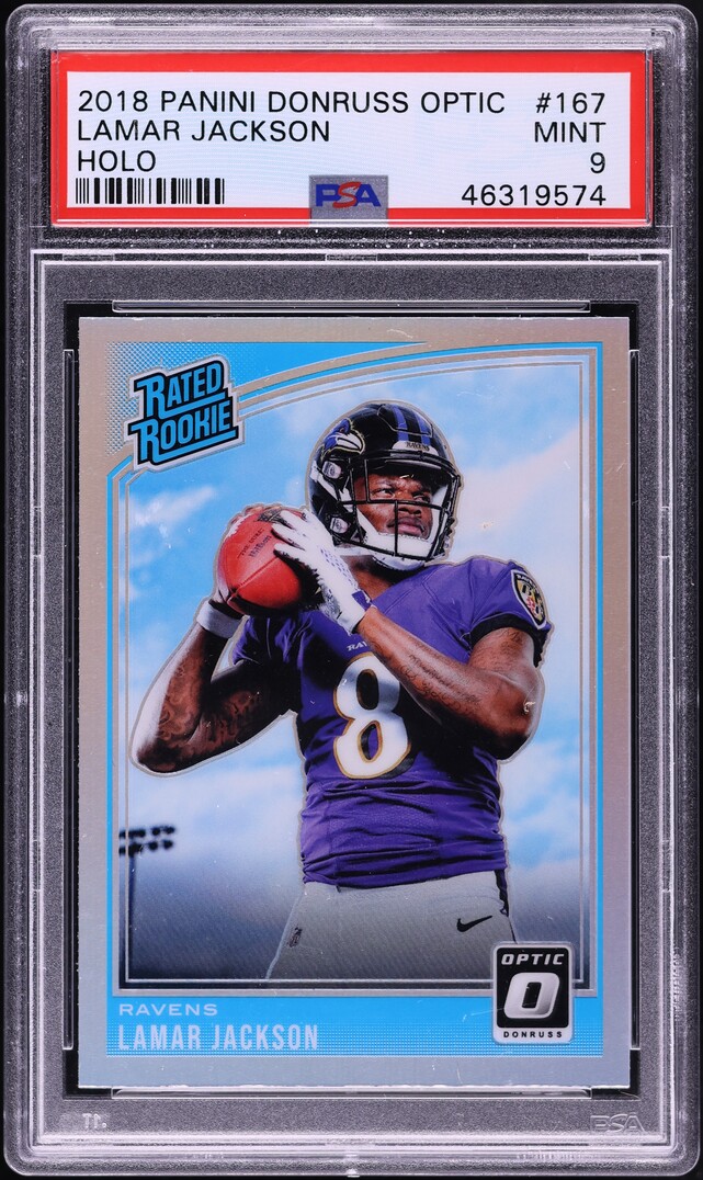 2018 Donruss Optic Holo Lamar Jackson ROOKIE #167 PSA 9 MINT