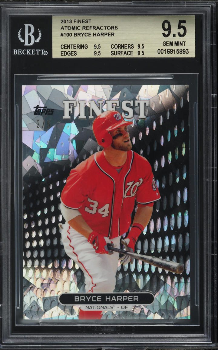 2013 Finest Atomic Refractor Bryce Harper /5 #100 BGS 9.5 GEM MINT - Photo 1